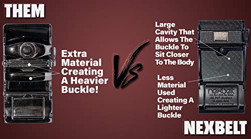 USA Thin Red Line Black Leather Belt for Men with Adjustable Ratchet Buckle - Nexbelt Ratchet System Technology
