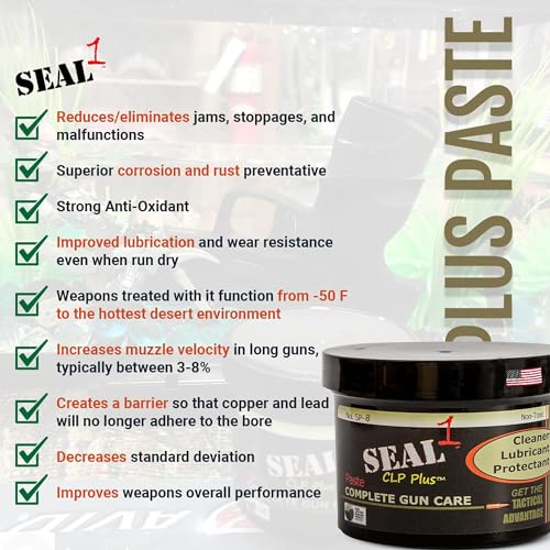 SEAL 1-8 oz Complete Gun Care Solution and Bore Paste Clean, Lubricate, Protect, and Prevent Rust for The Ultimate Firearm Maintenance Solution, Gun Cleaning, and More