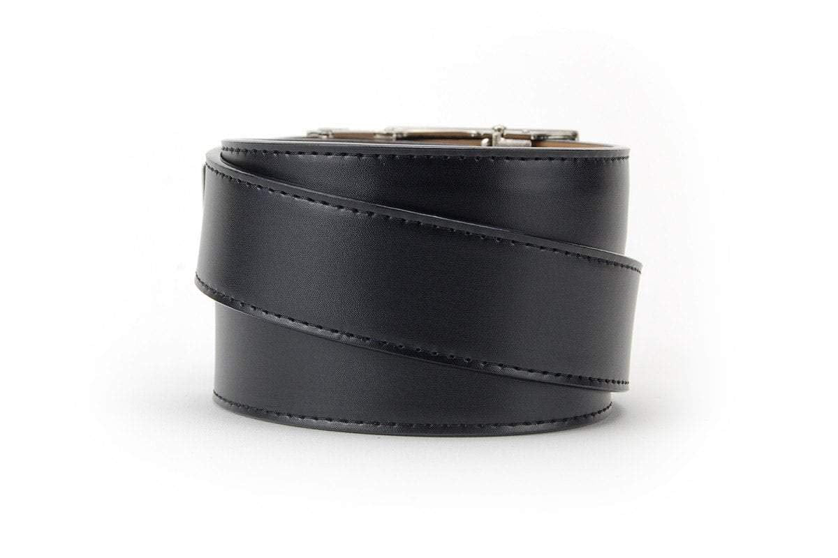 USA Thin Blue Line Black Leather Belt for Men with Adjustable Ratchet Buckle - Nexbelt Ratchet System Technology