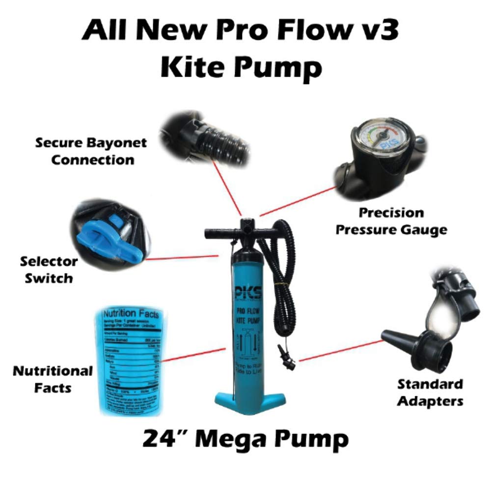 PKS Pro Flow V3 MEGA Kite Pump 24" for Kiteboarding SUP