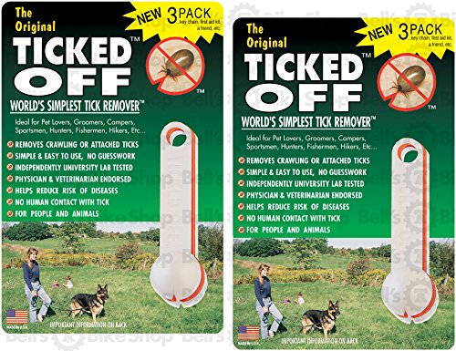 Ginesis The Original Ticked Off Tick Remover 2 Packs of 3 Each with Key Hole Family Colors May Vary. 6 Total removers Included