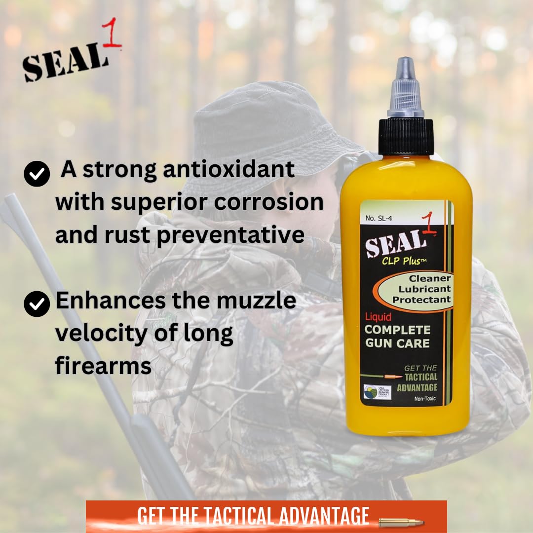 SEAL 1 Liquid Gun Cleaner - Gun Cleaner and Lubricant Gun Oil Lube Gun Cleaning Supplies Corrosion and Rust Prevention Improve Weapon Performance Dissolves Carbon - 4 oz Bottle