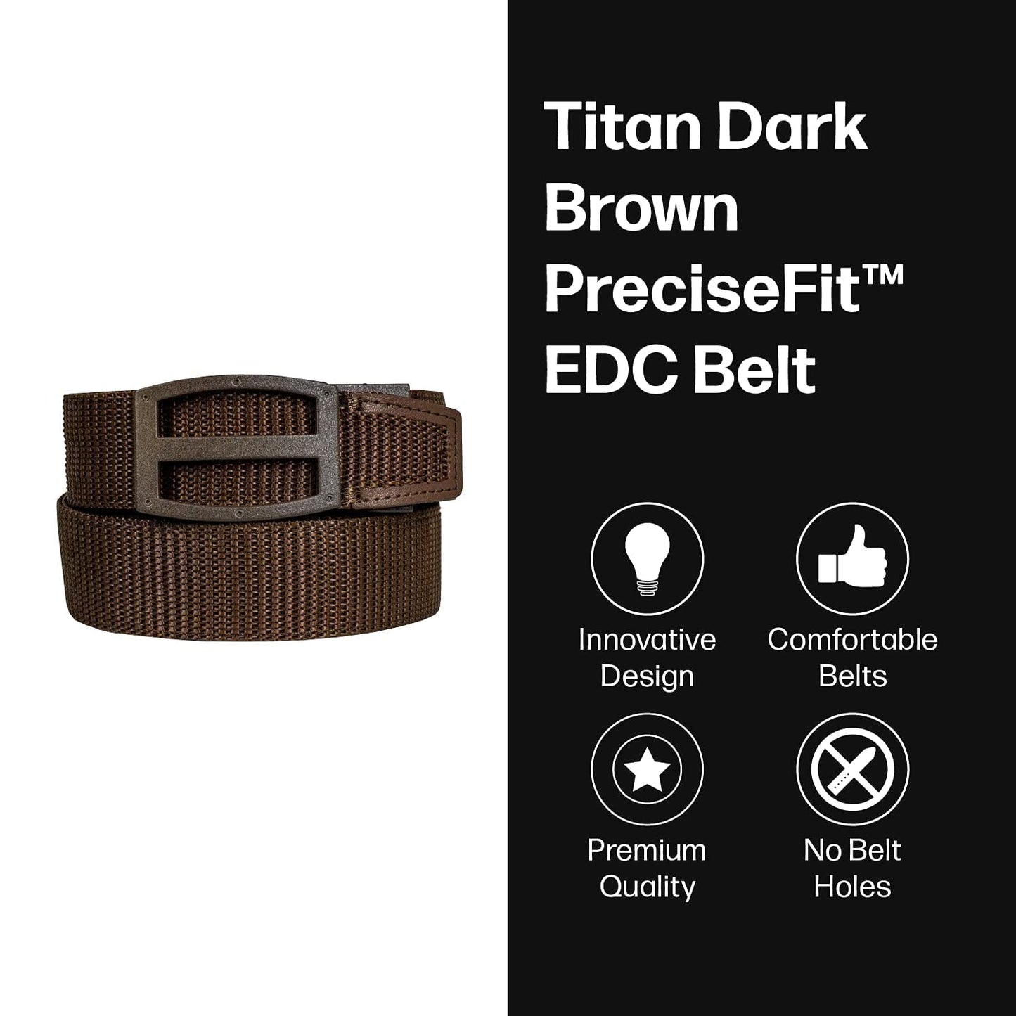 Nexbelt Tactical Ratchet EDC Titan Gun Belt - Cut to Fit Gun Belt for Men - PreciseFit Nylon Reinforced Belt with 1 1/2" Width Strap - Dark Brown