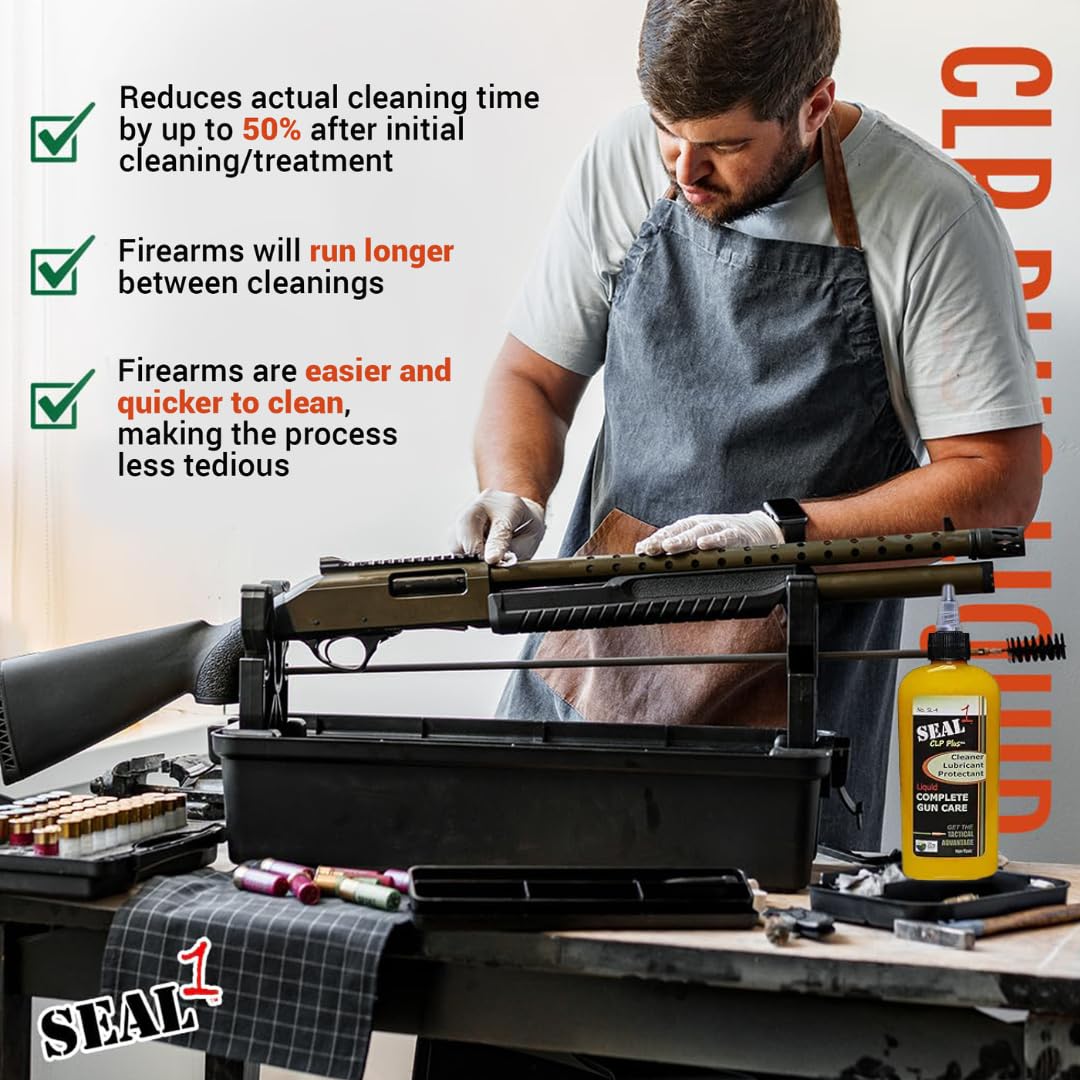 SEAL 1 Liquid Gun Cleaner - Gun Cleaner and Lubricant Gun Oil Lube Gun Cleaning Supplies Corrosion and Rust Prevention Improve Weapon Performance Dissolves Carbon - 4 oz Bottle